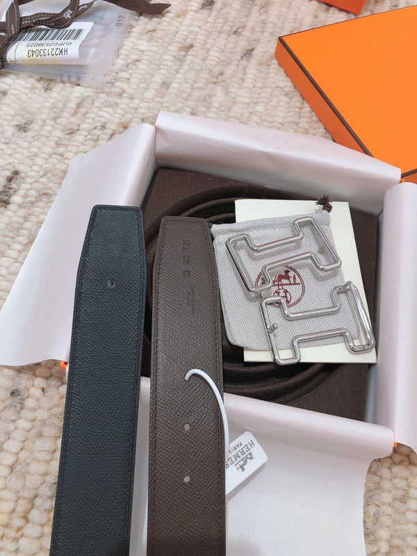 CINTURA H TONIGHT 38MM PELLE BLU PRUSSIANO CIOCCOLATO