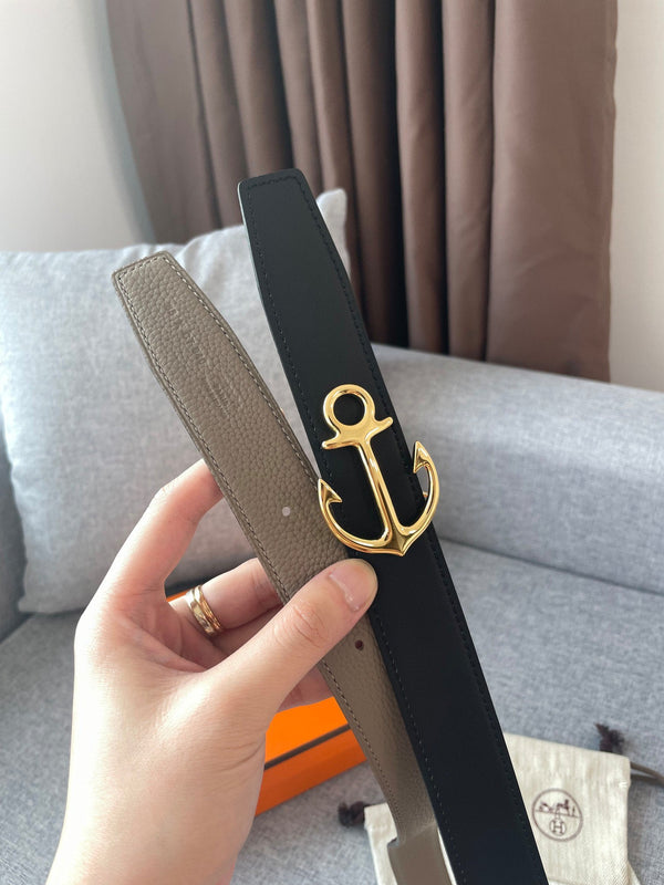 H CARGO BELT 32MM TIN GREY BLACK LEATHER