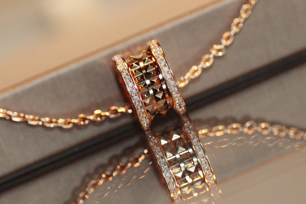 ZERO 1 ROCK PEDANT PINK GOLD NECKLACE