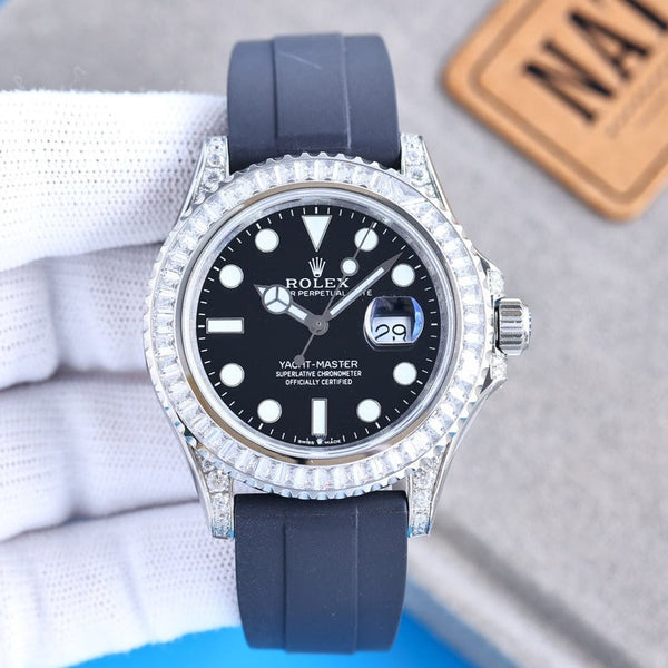 YACHT MASTER 42 CUSTOM DIAMOND BEZEL BLACK DIAL