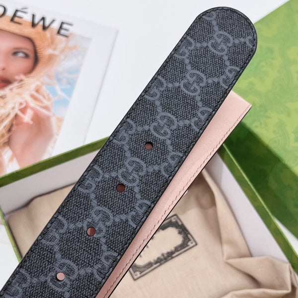 G BELT SILVER BUCKLE BLACK 40MM BEIGE CANVAS