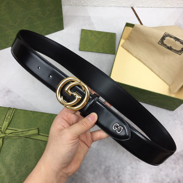 GC BELT GOLD BUCKLE BACK LEATHER 4.0CM