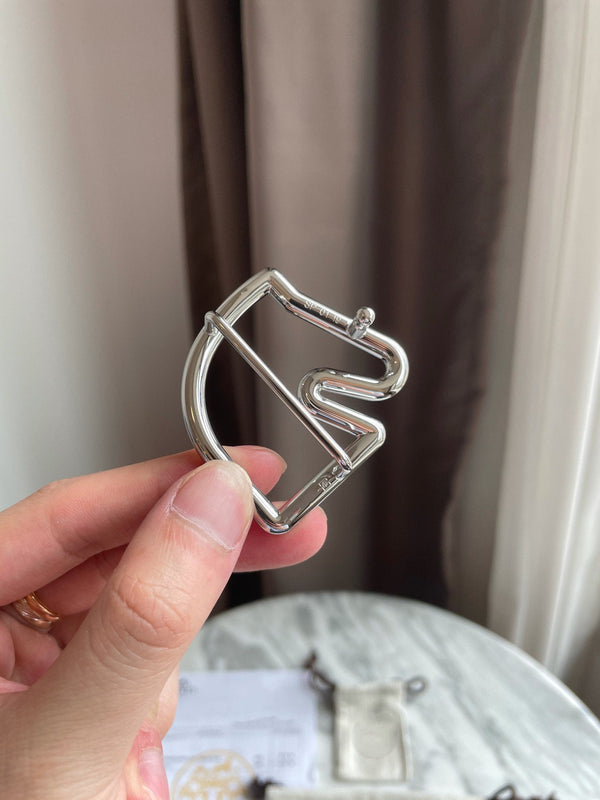 H BELT HORSE BUCKLE  BLUE BLACK LEATHER REVERSIBLE 3.8CM