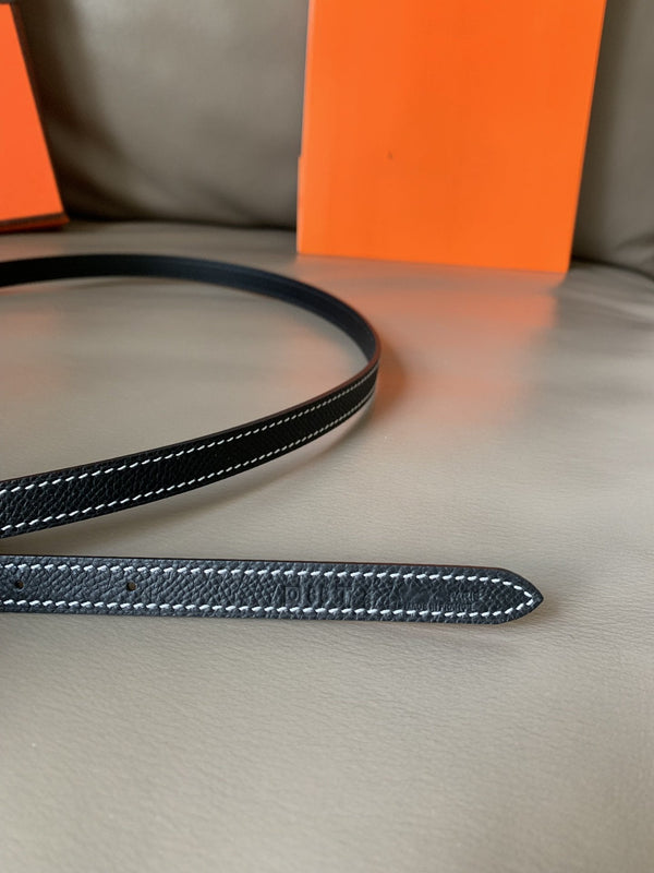 FOCUS BELT GOLD BUCKLE BLACK REVERSIBLE LEATHER 1.3CM