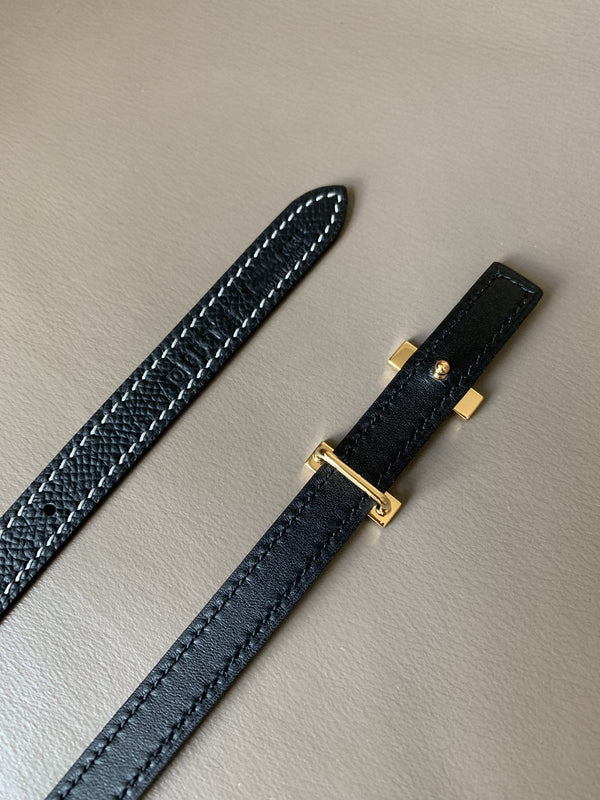 FOCUS BELT GOLD BUCKLE BLACK REVERSIBLE LEATHER 1.3CM