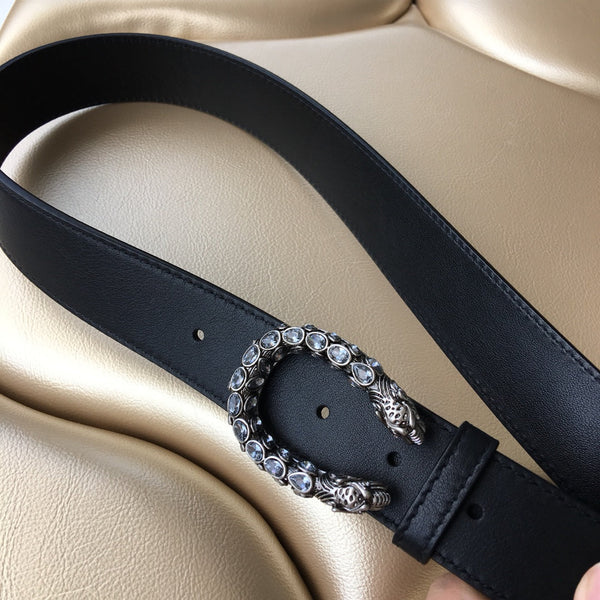 CINTURA GC 30MM DOPPIA FIBBIA IN PELLE CON TESTA DI SERPENTE NERA