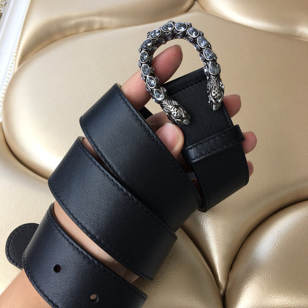 CINTURA GC 30MM DOPPIA FIBBIA IN PELLE CON TESTA DI SERPENTE NERA