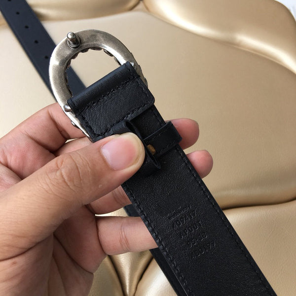 CINTURA GC 30MM DOPPIA FIBBIA IN PELLE CON TESTA DI SERPENTE NERA