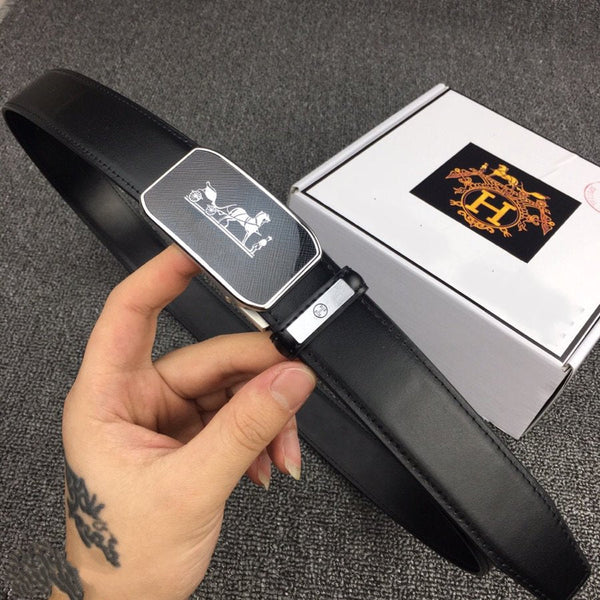 H BELT SILVER BUCKLE 3.5 MM SMOOTH LEATHER