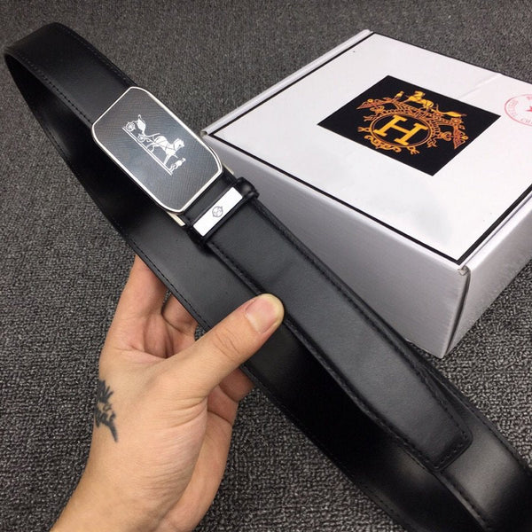 H BELT SILVER BUCKLE 3.5 MM SMOOTH LEATHER