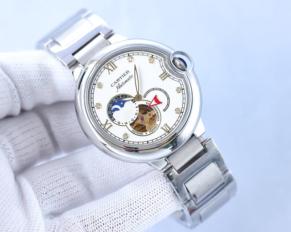 Orologio Blue Balloon da 36 mm con cuore aperto, numeri in diamanti rosa, cinturino in acciaio