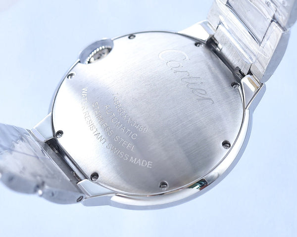 Orologio Blue Balloon da 36 mm con cuore aperto, numeri in diamanti rosa, cinturino in acciaio