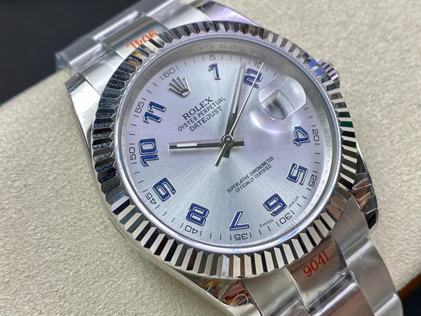 DATEJUST 41 LIGHT BLUE NUMERALS SILVER CASE