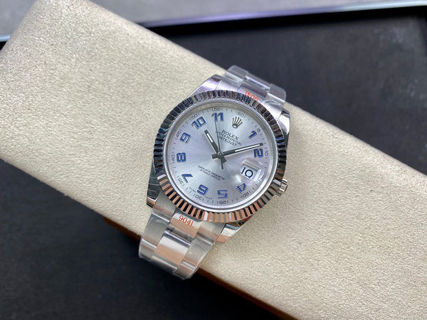 DATEJUST 41 LIGHT BLUE NUMERALS SILVER CASE