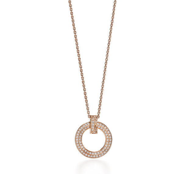 T CIRCLE PEDANT DIAMOND NECKLACE