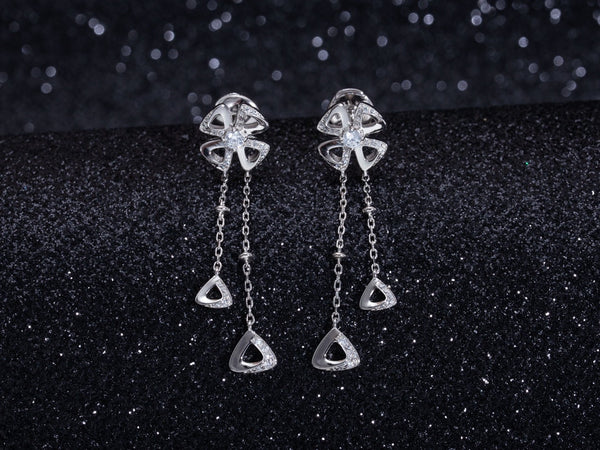 FIOREVER SILVER DIAMOND DROP EARRINGS
