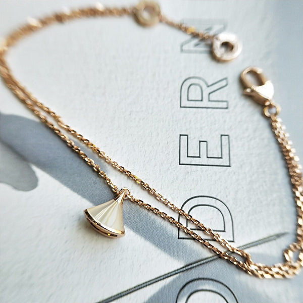 DREAM 1 MOTIF MOP PINK GOLD DOUBLE CHAIN BRACELET