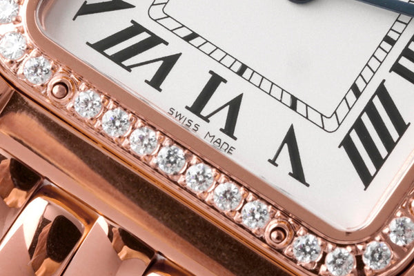 PANTHERE 27MM PINK GOLD CASE DIAMOND BEZEL WHITE DIAL