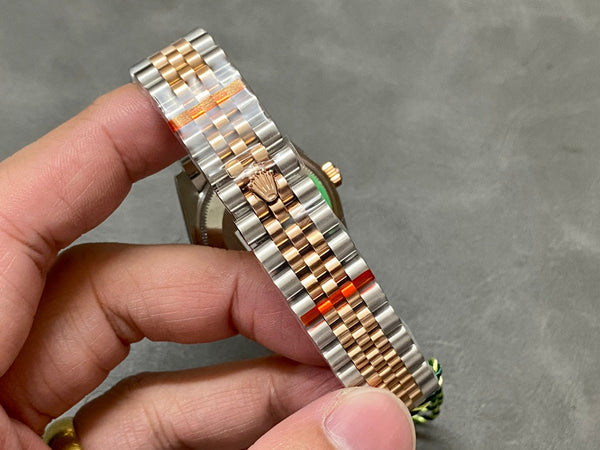 DATEJUST 31MM PINK GOLD STEEL AUBERGINE DIAL