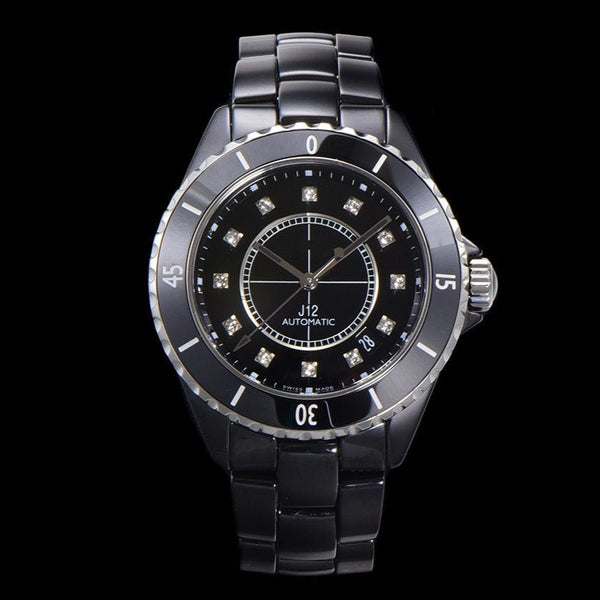 J12 38MM BLACK CERAMIC DIAMOND NUMERALS