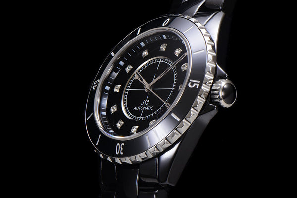 J12 38MM BLACK CERAMIC DIAMOND NUMERALS