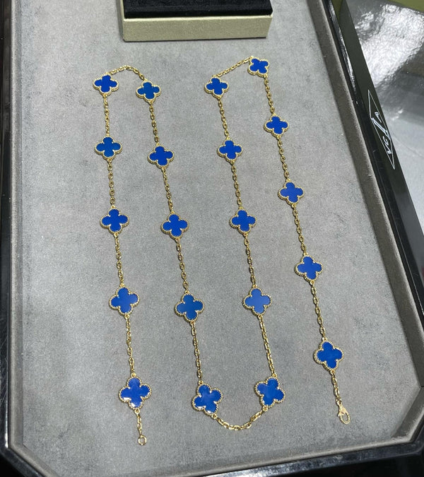 CLOVER 20 MOTIF AGATE 86CM NECKLACE