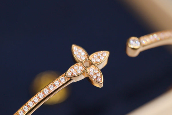 LV IDYLLE PINK GOLD OPEN BRACELET DIAMOND PAVED