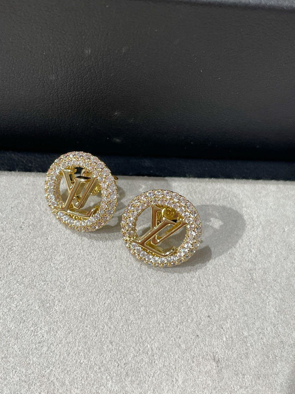 LV BY NIGHT DIAMOND PAVED STUD EARRINGS