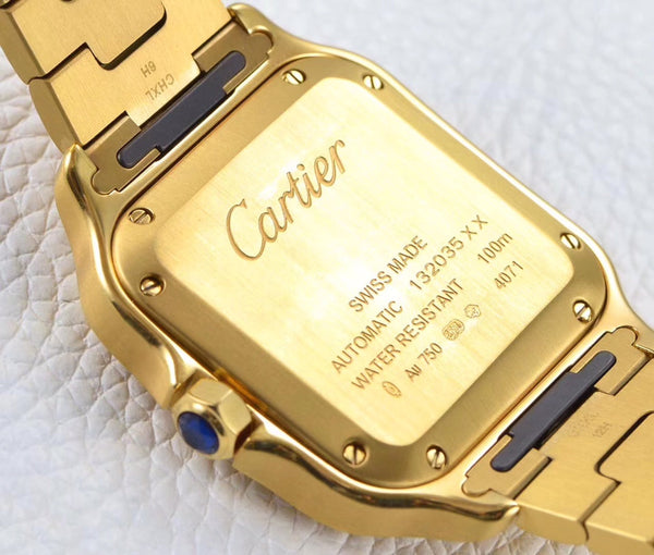 SANTOS LADY 35.1MM AUTOMATIC GOLD DIAMOND BEZEL