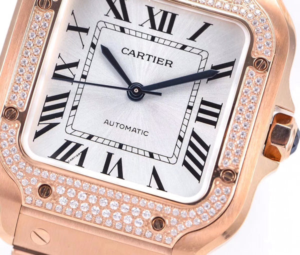 SANTOS LADY 35.1MM AUTOMATIC PINK GOLD DIAMOND BEZEL