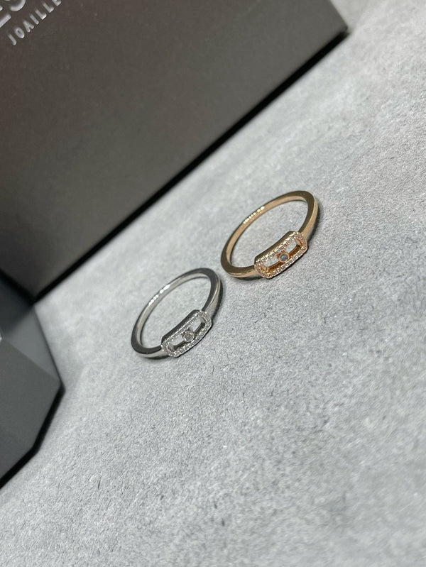 MOVE UNO PINK GOLD DIAMOND PAVED RING