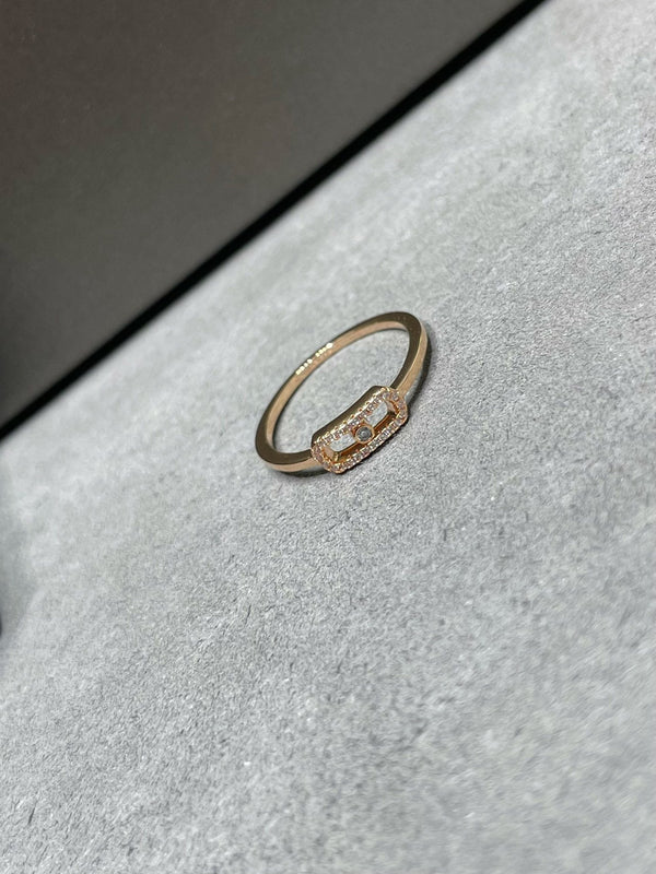 MOVE UNO PINK GOLD DIAMOND PAVED RING