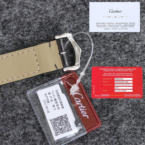 SANTOS DUMONT LADY CASSA IN ARGENTO CINTURINO IN COCCODRILLO