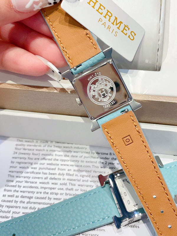 HM HEURE H 26 SILVER WHITE DIAL EPSOM LEATHER