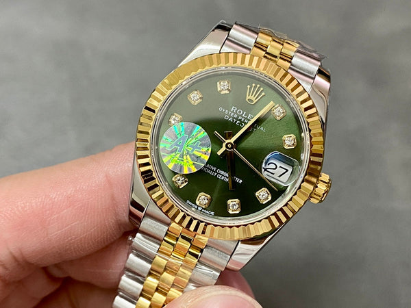 DATEJUST 31MM GOLD STEEL GREEN DIAL