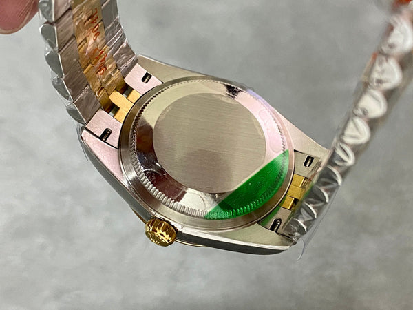 DATEJUST 36MM GOLD STEEL DIAMOND NUMERALS GREEN DIAL