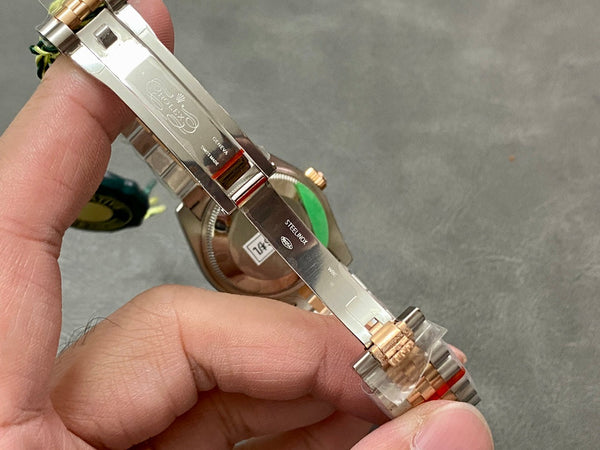 DATEJUST 31MM PINK GOLD STEEL CHOCOLATE DIAL