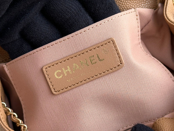 ZAINO PICCOLO 20.5 IN PELLE DI VITELLO MARTELLATA MARRONE