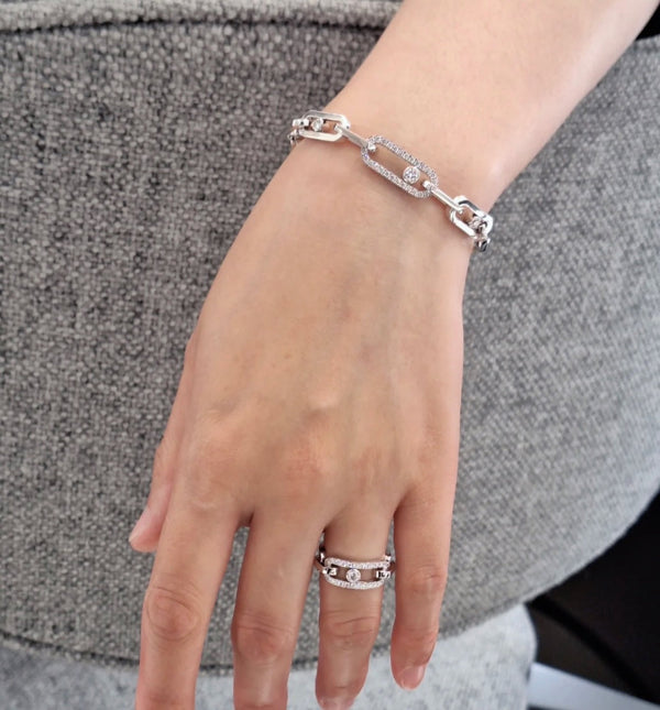 MOVE CHAIN LINK SILVER DIAMOND BRACELET