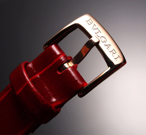 BVL LVCEA 33 PINK GOLD RED DIAL LEATHER STRAP