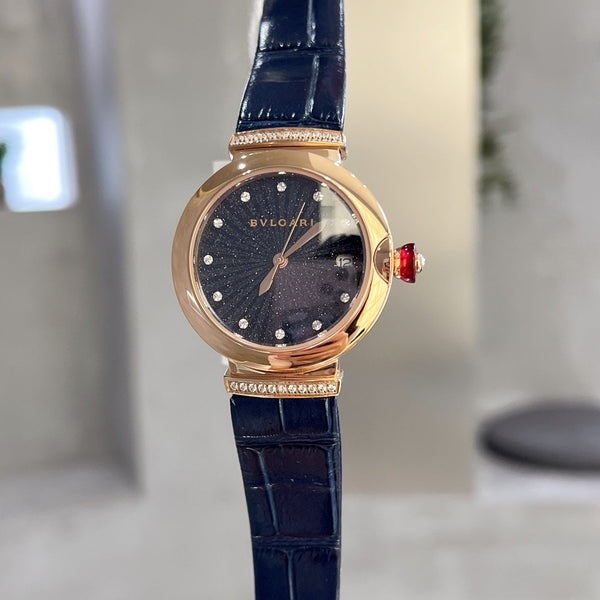 BVL LVCEA 33 QUARTZ DIAMOND NUMERALS LEATHER STRAP