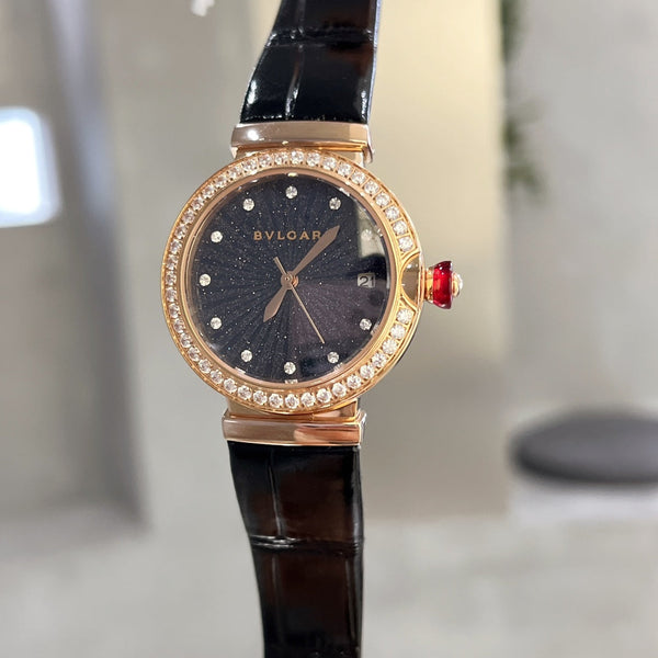 BVL LVCEA 33 QUARTZ DIAMOND NUMERALS LEATHER STRAP