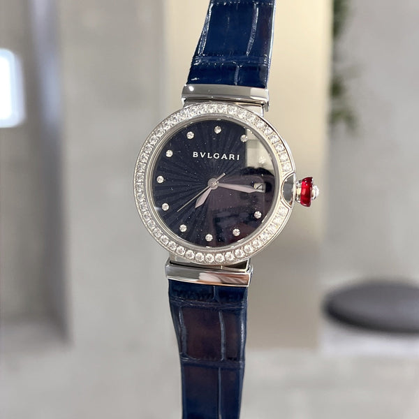 BVL LVCEA 33 QUARTZ DIAMOND NUMERALS LEATHER STRAP