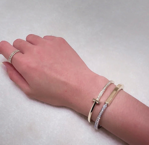 LOCK PINK GOLD SILVER DIAMOND BRACELET