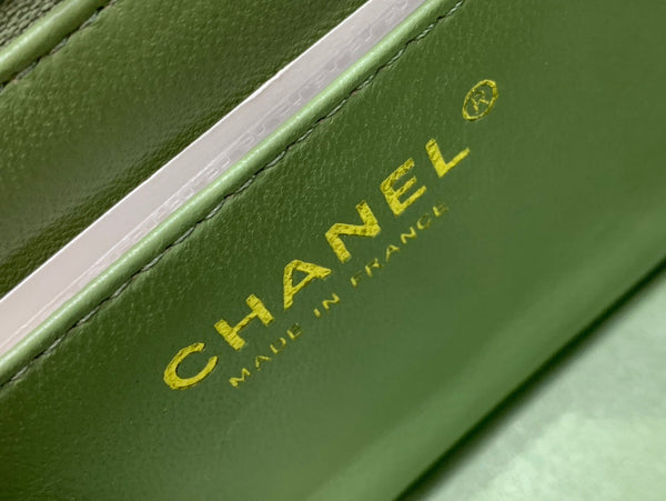 MINI BORSA QUADRATA CON PATTA 17 CM VERDE CAVIALE ORO HARDWARE