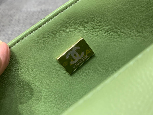 MINI BORSA QUADRATA CON PATTA 17 CM VERDE CAVIALE ORO HARDWARE