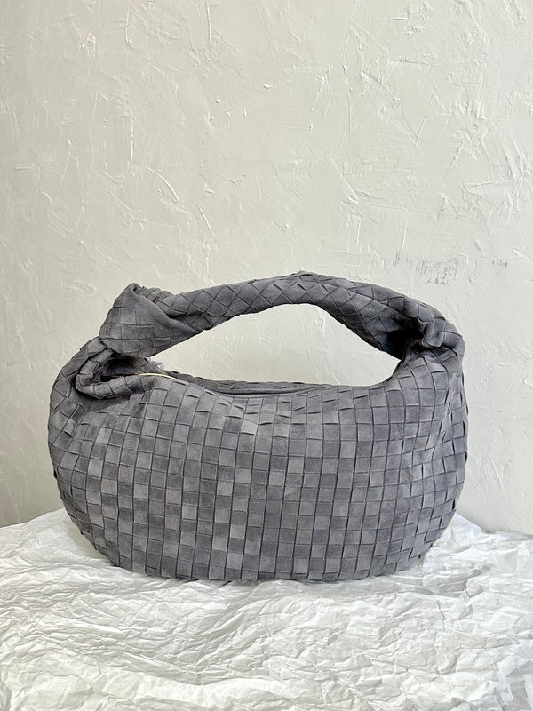 BV SMALL JODIE 48CM PELLE SCAMOSCIATA GRIGIA