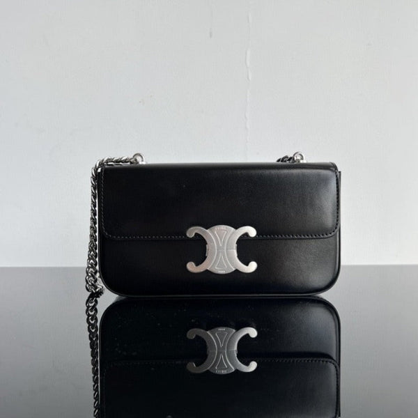 CLASSIC TRIOMPHE 20 BLACK CALFSKIN SILVER HARDWARE