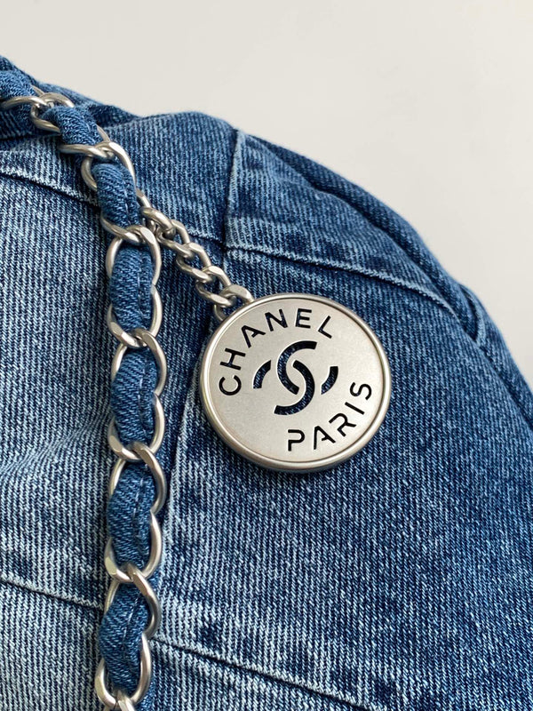 CC HOBO 39CM DENIM ARGENTO FERRAMENTA