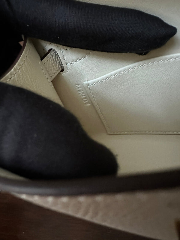 HM KELLY MINI 20 WHITE EPSOM GOLD HARDWARE